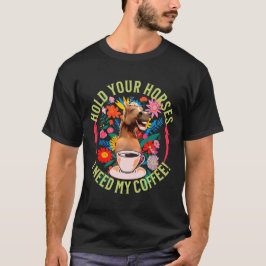 面白い馬 コーヒー好き ユーモア Tシャツ