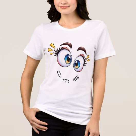 面白い驚いた目 トライブレンドTシャツ (正面)