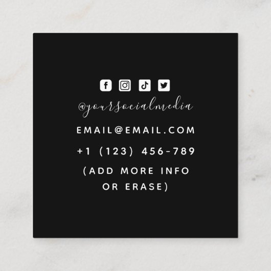 面白い骸骨のタトゥーアーティスト クリエイティブソーシャルメディア スクエア名刺 (裏面)