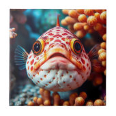 面白い魚とサンゴが近景  タイル (正面)