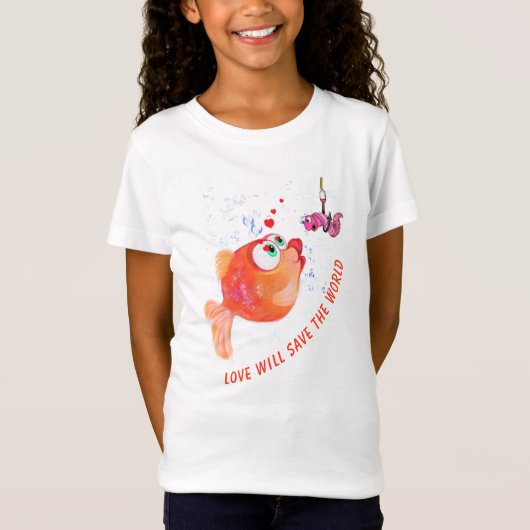 面白い魚と虫のキャッチーテキストTシャツ Tシャツ (正面)