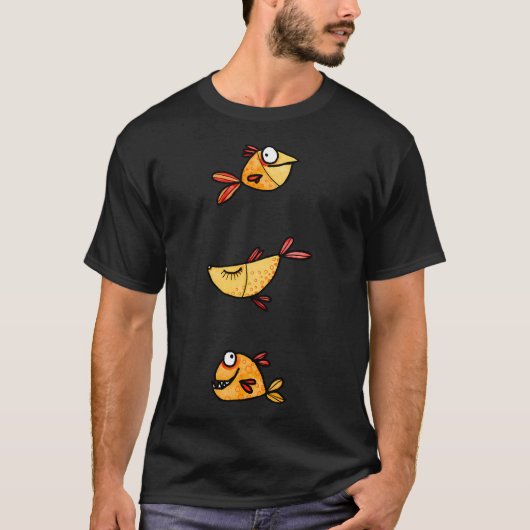 面白い魚のらくがき Tシャツ (正面)