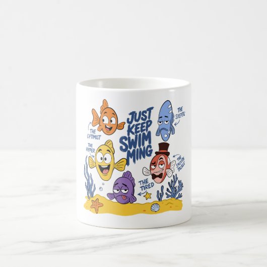 面白い魚のキャラクター コーヒーマグカップ (中央)