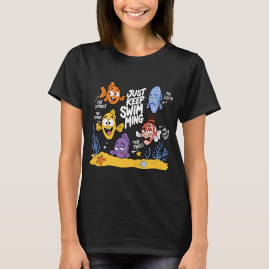 面白い魚のキャラクター Tシャツ (正面)