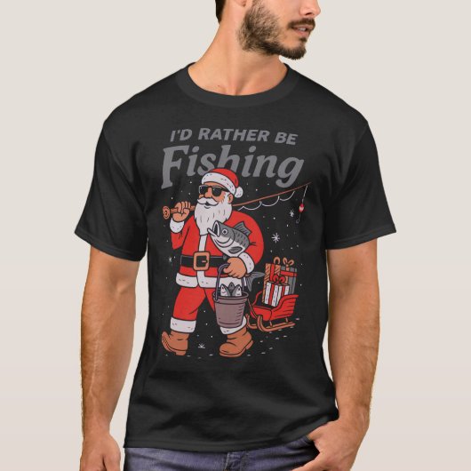 面白い魚のクリスマス釣りXmas Tシャツ (正面)