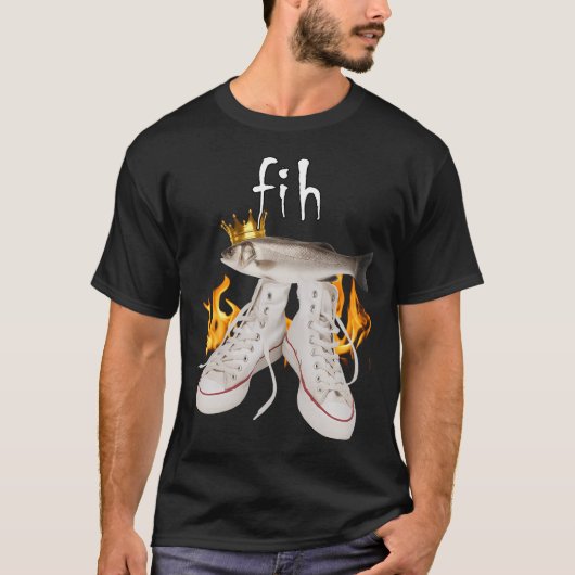 面白い魚のミーム Tシャツ (正面)
