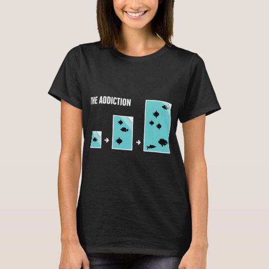 面白い魚の水槽依存症 Tシャツ (正面)