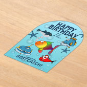 面白い魚の誕生日 アクリル招待状 (レイダウン)