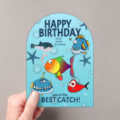 面白い魚の誕生日 アクリル招待状 (インサイチュ (ポータブル))