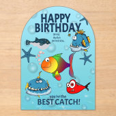 面白い魚の誕生日 アクリル招待状 (正面)