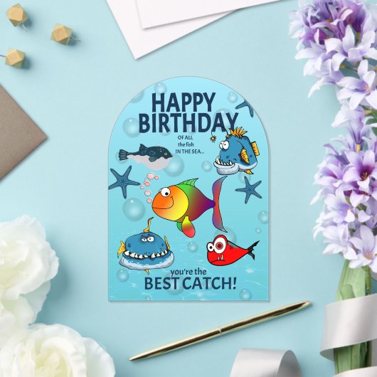 面白い魚の誕生日 アクリル招待状 (インサイチュ (ウェディング))