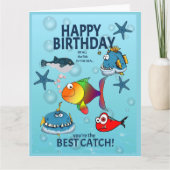 面白い魚の誕生日 カード (正面)