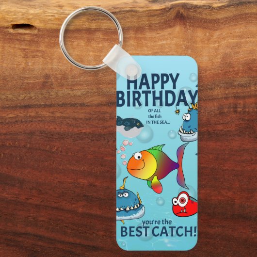 面白い魚の誕生日 キーホルダー (正面)