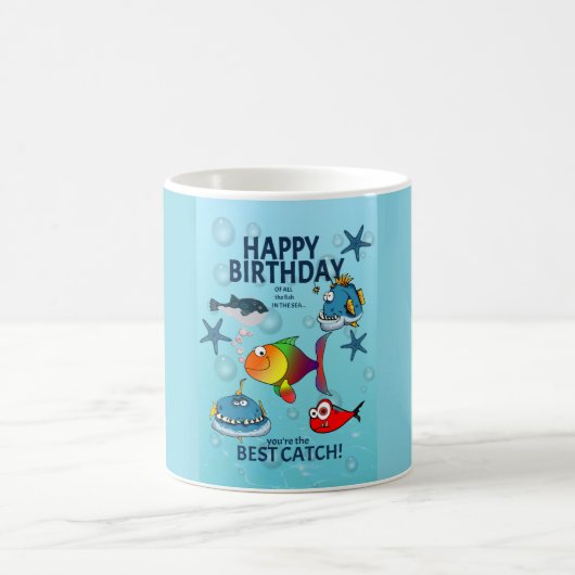 面白い魚の誕生日 コーヒーマグカップ (中央)