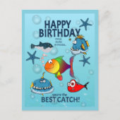 面白い魚の誕生日 ポストカード (正面)