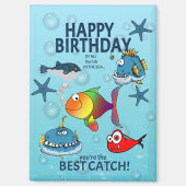 面白い魚の誕生日 マグネット (正面)