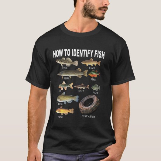 面白い魚の識別 魚の見分け方 Tシャツ (正面)