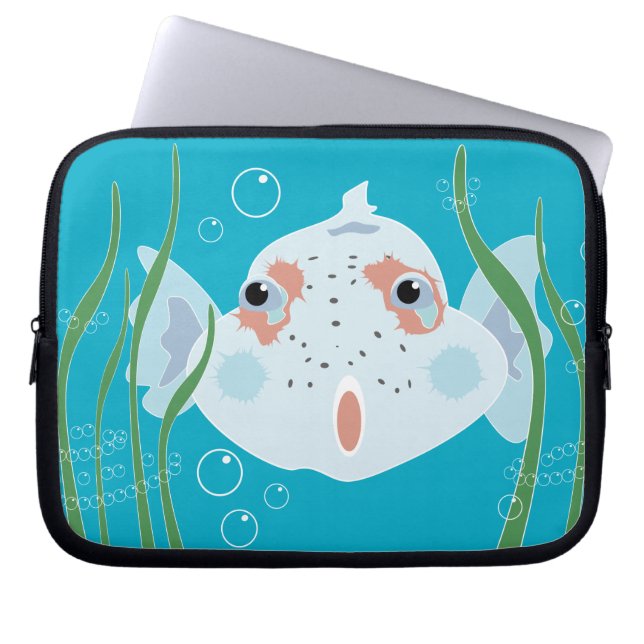 面白い魚の電子機器スリーブ ラップトップスリーブ (正面)