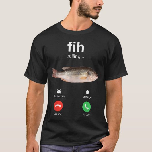 面白い魚の電話着信お断り・電話を受ける Tシャツ (正面)