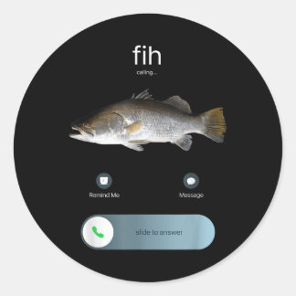 面白い魚の電話、魚の着信メメ、魚のフィッシュ ラウンドシール