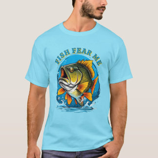 面白い魚は私を怖がるフィッシャーマンスポーツ Tシャツ