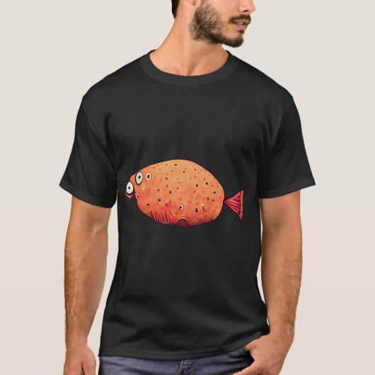 面白い魚 - かわいい動物 Tシャツ (正面)