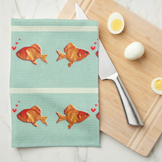 面白い魚 キッチンタオル (四つ折り)