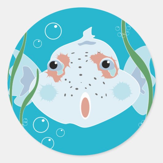 面白い魚 ラウンドシール (正面)