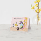 面白い鳥の編集可能カード カード (黄色い花)