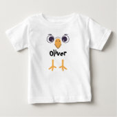 面白い鳥の顔と足 ベビーTシャツ (正面)