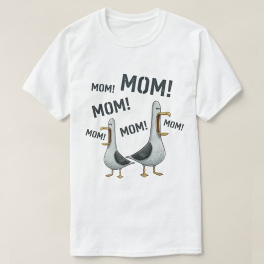 面白い鳴き声のカモメ マザーフッド ユーモア Tシャツ (デザイン正面)