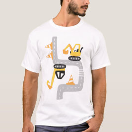 面白い黄色い掘削機 Tシャツ