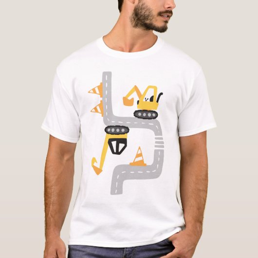 面白い黄色い掘削機 Tシャツ (正面)