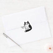 面白い黒と白の猫のサンクスギッズ ラウンドシール (封筒)