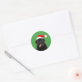 面白い黒パグサンタ帽子ベロ出しクリスマス ラウンドシール (封筒)