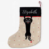 面白い黒犬の名前入りクリスマス スモールクリスマスストッキング (裏面)