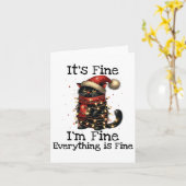 面白い黒猫だ、私は大丈夫、すべてうまくいっているよ カード (黄色い花)