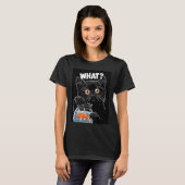 面白い黒猫と金魚 Tシャツ (正面フル)