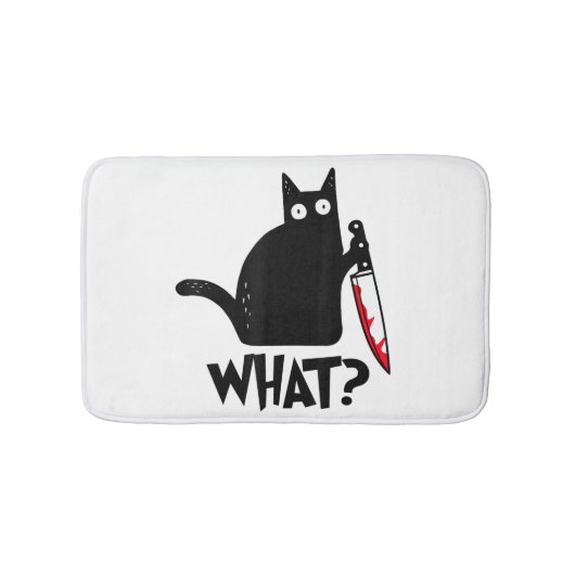 面白い黒猫なんだって！猫 バスマット (正面)