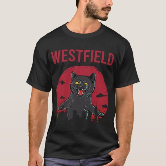 面白い黒猫のウェストフィールド Tシャツ (正面)