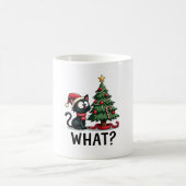 面白い黒猫のギフト クリスマスツリーを倒す猫 コーヒーマグカップ (中央)
