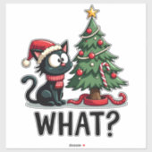 面白い黒猫のギフト クリスマスツリーを倒す猫 シール (シート)