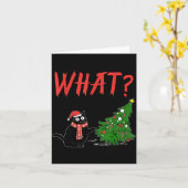 面白い黒猫のギフト クリスマスツリーを倒すC カード (黄色い花)