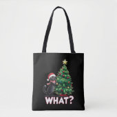 面白い黒猫のクリスマスツリー トートバッグ (正面)