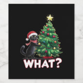 面白い黒猫のクリスマスツリー ワインラベル (シングルラベル)