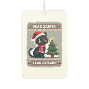 面白い黒猫のクリスマス サンタさんへ、説明できます カーエアーフレッシュナー