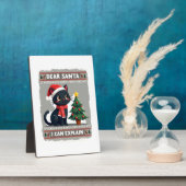 面白い黒猫のクリスマス サンタ様、これなら説明できます フォトプラーク (側面)