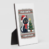 面白い黒猫のクリスマス サンタ様、これなら説明できます フォトプラーク (側面)