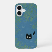 面白い黒猫のスマホケース iPhone 16ケース (裏面)