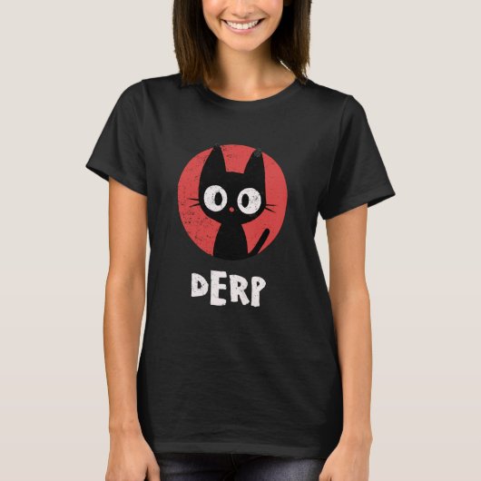 面白い黒猫のデェルプ Tシャツ (正面)